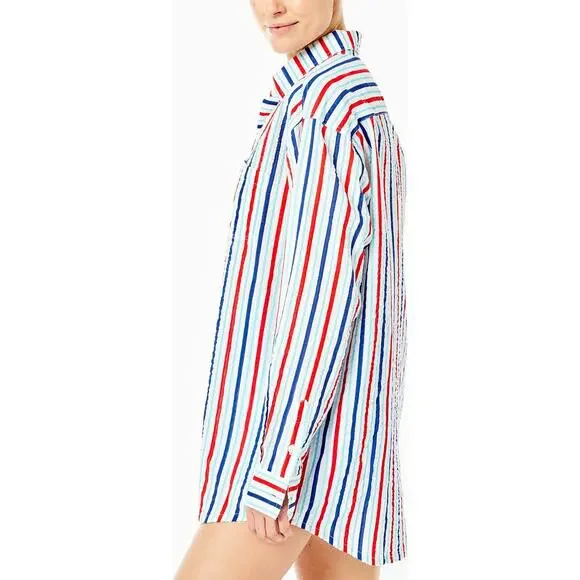 Addison Bay Naples Dress Americana Stripe Seersucker Shirt Coverup - Size XL - Picture 2 of 14